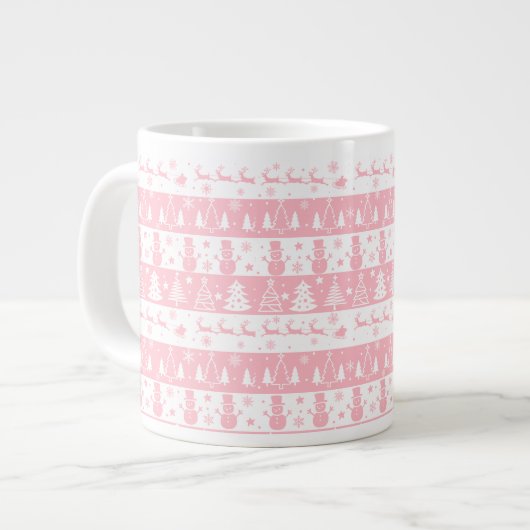 Niedlich Pink Weihnachten Wintergeschenke Jumbo-Tasse (Vorderseite Links)