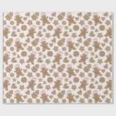 Niedlich Pink Weihnachts-Lebkuchen-Muster Geschenkpapier (Flach)