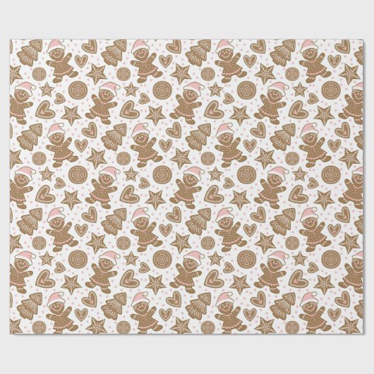 Niedlich Pink Weihnachts-Lebkuchen-Muster Geschenkpapier (Flach)