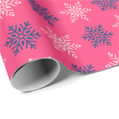 Niedlich Pink Weihnachts-Schneeflocken-Packpapier Geschenkpapier (Rolleneckpunkt)