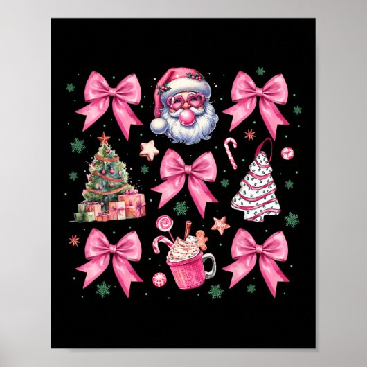 Niedlich Pink Weihnachtscoquette Bow Santa Hot Coc Poster (Vorne)