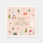 Niedlich Pink Weihnachtsmuster Serviette (Vorderseite)