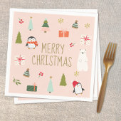 Niedlich Pink Weihnachtsmuster Serviette