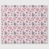 Niedlich Pink Weihnachtsmuster - Whimsical Holiday Geschenkpapier (Flach)