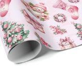Niedlich Pink Weihnachtsmuster - Whimsical Holiday Geschenkpapier (Rolleneckpunkt)