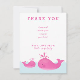 Niedlich Pink Whale Girl Babydusche Danke, Karten