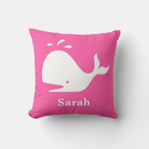 Niedlich Pink Whale Sea Lion Weißer Name Kissen