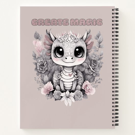 Niedlich Pink Whimsical "Create Magic" Kleiner Dra Notizblock (Rückseite)