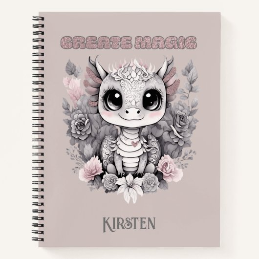 Niedlich Pink Whimsical "Create Magic" Kleiner Dra Notizblock (Vorderseite)