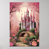 Niedlich Pink Whimsical Magical Fantasy Castle Poster (Vorne)