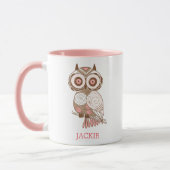 Niedlich Pink Whimsical Owl Personalisiert Tasse (Links)