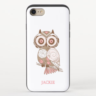 Niedlich Pink Whimsical Owl Personalisiert iPhone 8/7 Slider Hülle