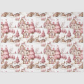 Niedlich Pink Whimsical Snowy Christmas Decoupage Seidenpapier (Vorderseite)