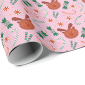 Niedlich Pink Whimsical Süßigkeiten Weihnachtsgesc Geschenkpapier (Rolleneckpunkt)