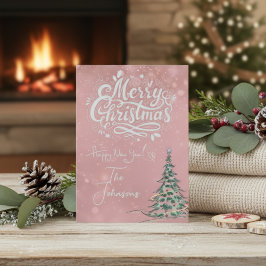 Niedlich Pink Whimsisical Weihnachtskarte Feiertagskarte