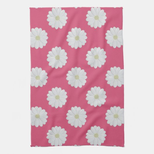 Niedlich Pink White Daisy Blume Muster Küchentüche Handtuch (Vertikal)