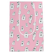 Niedlich Pink White Happy Ghosts Mittlere Geschenktüte (Rückseite)
