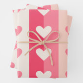 Niedlich Pink White Heart Muster Valentine Sweethe Geschenkpapier Set (Beispiel)