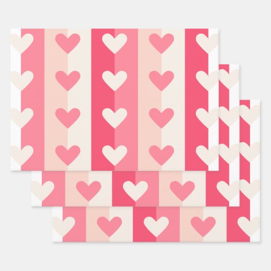 Niedlich Pink White Heart Muster Valentine Sweethe Geschenkpapier Set (Set)