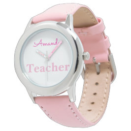 Niedlich Pink White Nurse Personalisierter Name Armbanduhr