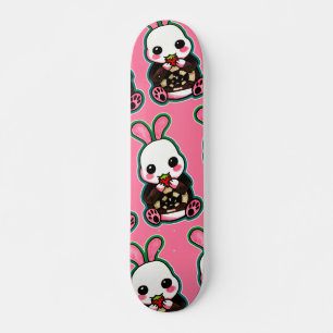 Niedlich Pink & White Oaster Bunny Rabbit Strawber Skateboard