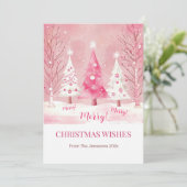 Niedlich Pink White Retro Weihnachten (Stehend Vorderseite)