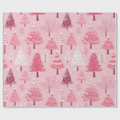 Niedlich Pink White Retro Weihnachtsbaumen Geschenkpapier (Flach)