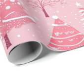 Niedlich Pink White Retro Weihnachtsbaumen Geschenkpapier (Rolleneckpunkt)