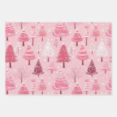 Niedlich Pink White Retro Weihnachtsbaumen Geschenkpapier Set (Vorderseite 2)