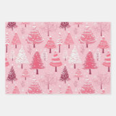 Niedlich Pink White Retro Weihnachtsbaumen Geschenkpapier Set (Vorderseite)