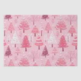 Niedlich Pink White Retro Weihnachtsbaumen Seidenpapier