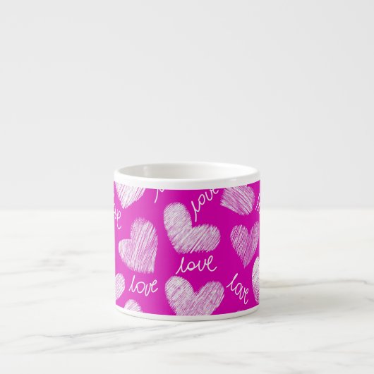 Niedlich Pink White Scribbled Hearts mit Liebe Scr Espressotasse (Vorderseite)