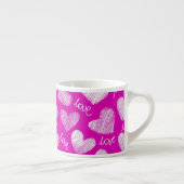 Niedlich Pink White Scribbled Hearts mit Liebe Scr Espressotasse (Rechts)