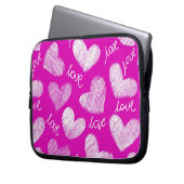 Niedlich Pink White Scribbled Hearts mit Liebe Scr Laptopschutzhülle (Vorderseite Links)