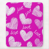 Niedlich Pink White Scribbled Hearts mit Liebe Scr Mousepad (Vorne)