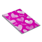 Niedlich Pink White Scribbled Hearts mit Liebe Scr Notizblock (Rechte Seite)