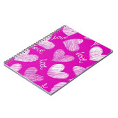 Niedlich Pink White Scribbled Hearts mit Liebe Scr Notizblock (Linke Seite)