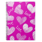Niedlich Pink White Scribbled Hearts mit Liebe Scr Notizblock (Vorderseite)