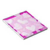 Niedlich Pink White Scribbled Hearts mit Liebe Scr Notizblock (angewinkelt)