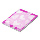 Niedlich Pink White Scribbled Hearts mit Liebe Scr Notizblock (Rotiert)