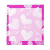 Niedlich Pink White Scribbled Hearts mit Liebe Scr Notizblock (Vorderseite)