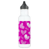 Niedlich Pink White Scribbled Hearts mit Liebe Scr Trinkflasche (Rechts)