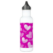 Niedlich Pink White Scribbled Hearts mit Liebe Scr Trinkflasche (Links)