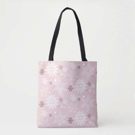Niedlich Pink Winter Snowflake Urlaubssaison Tasche (Vorderseite)