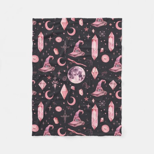 Niedlich Pink Witchy Fleecedecke (Vorderseite)