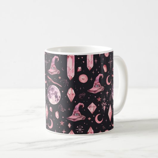 Niedlich Pink Witchy Kaffeetasse (VorderseiteRechts)