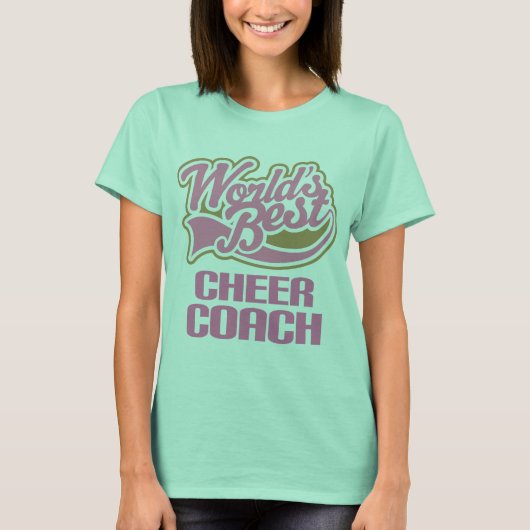 Niedlich Pink Worlds Best Cheer Coach T-Shirt (Vorderseite)