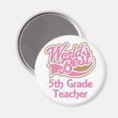 Niedlich Pink Worlds Bester 5th Grade Lehrer Magnet (Vorderseite/Rückseite)