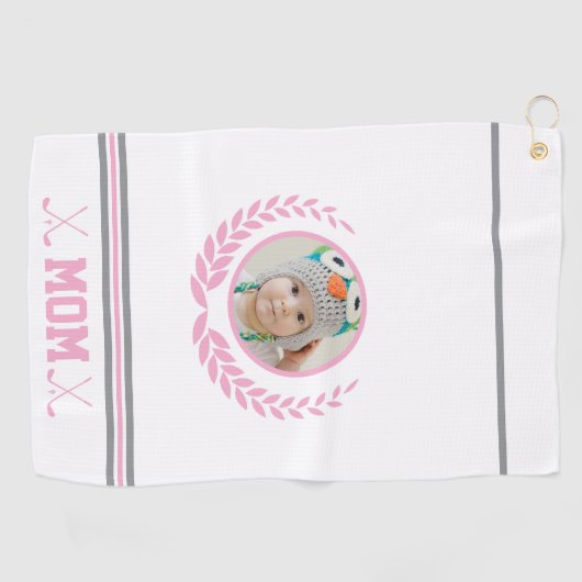 Niedlich Pink Wreath Foto Mama Golfhandtuch (Horizontal)