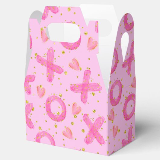 Niedlich Pink XOXO Schläger und Kisses Valentines Geschenkschachtel (Geöffnet)